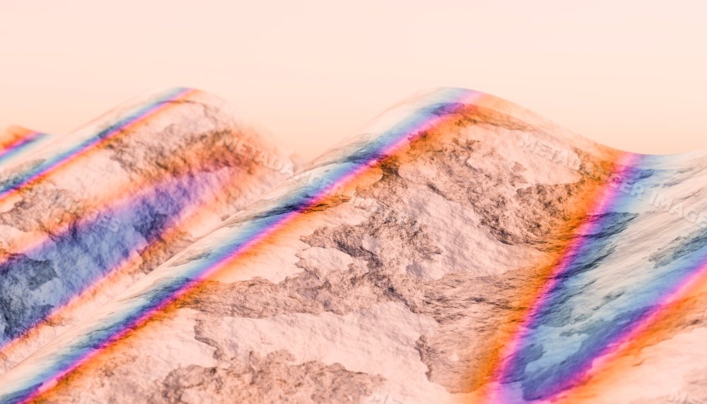 Close-up of oxidized metal sheet with rainbow heat discoloration