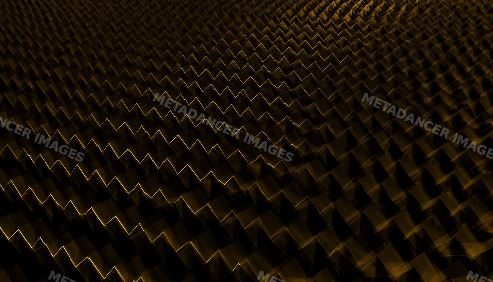 Abstract geometric zigzag pattern with yellow highlights on dark