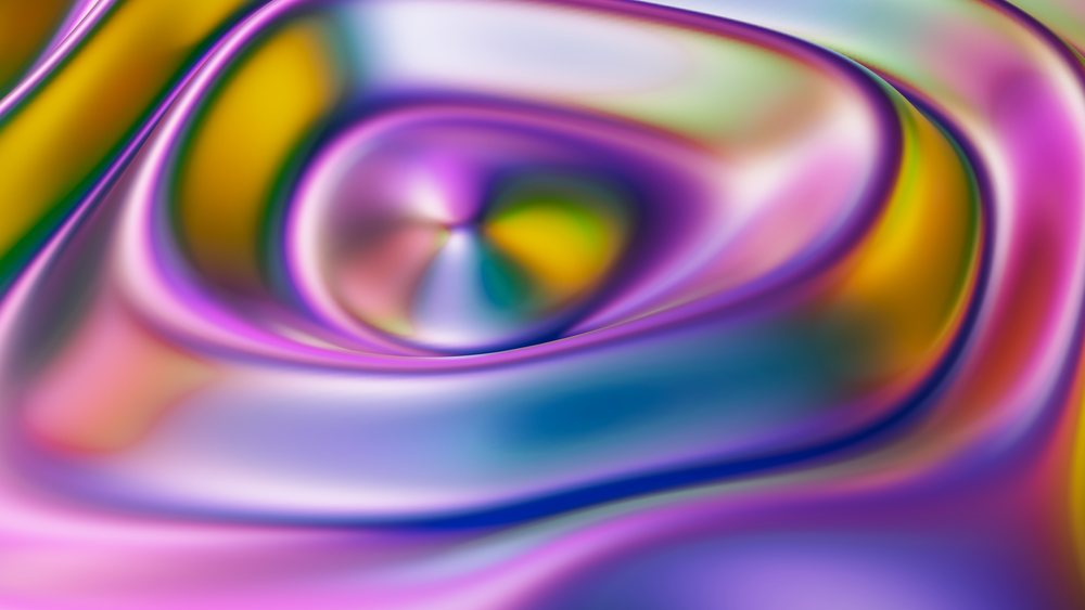 Abstract render showing a smooth colorful swirl with flowing, glossy gradient shapes and vibrant hues.