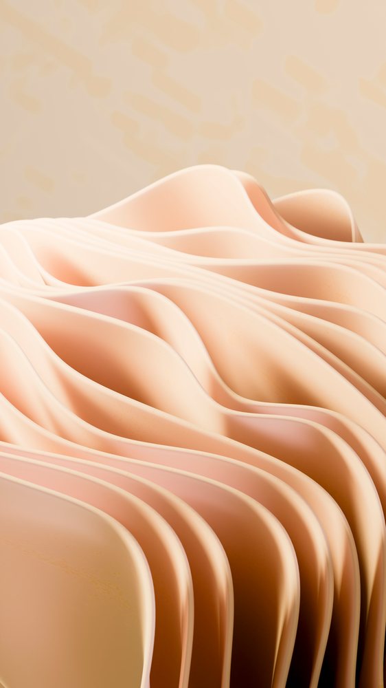 Abstract smooth beige folds create a flowing wave pattern with gentle, undulating curves and soft texture.