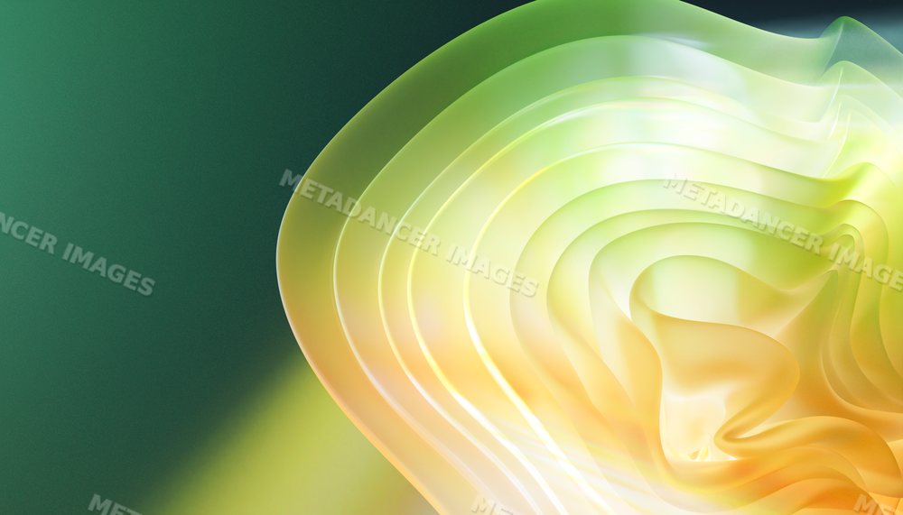 Abstract translucent wave layers with smooth curves and green