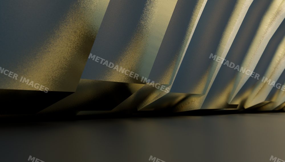 Close-up of abstract metallic steel columns with geometric shadows