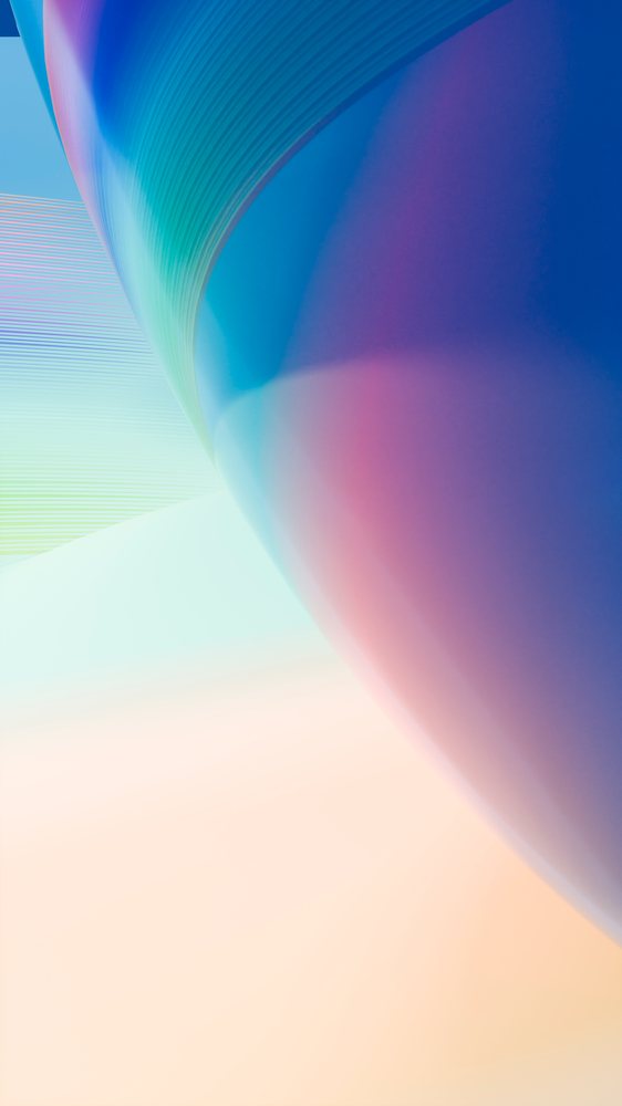 Abstract smooth curves and waves with gradient hues of blue, purple, green, and pink on a soft pastel background.