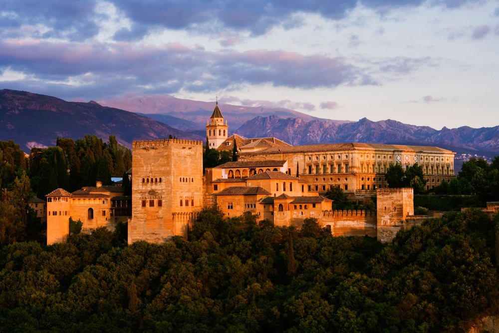 The Alhambra fortress and palace complex, Granada, Spain.