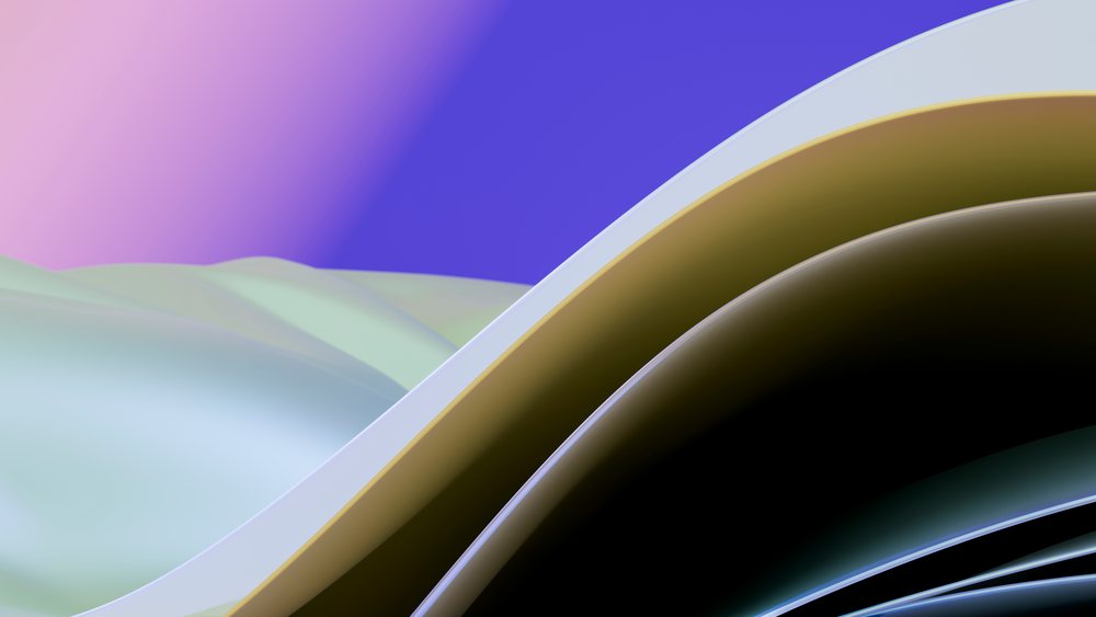 Abstract smooth colorful curved shapes with blue and purple gradient background in digital artwork.
