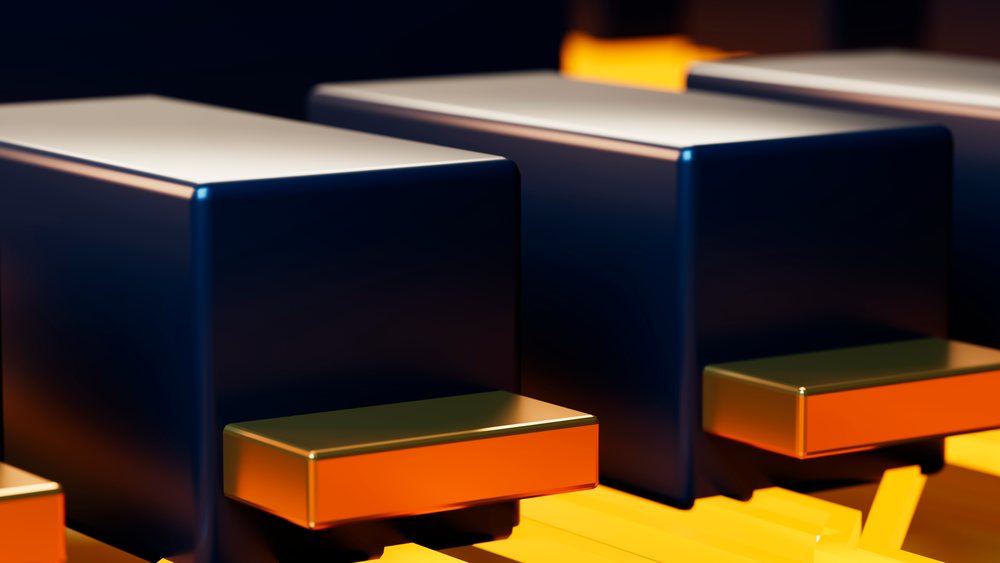 Close-up showing black and white piano keys arranged in layout with glossy surfaces.