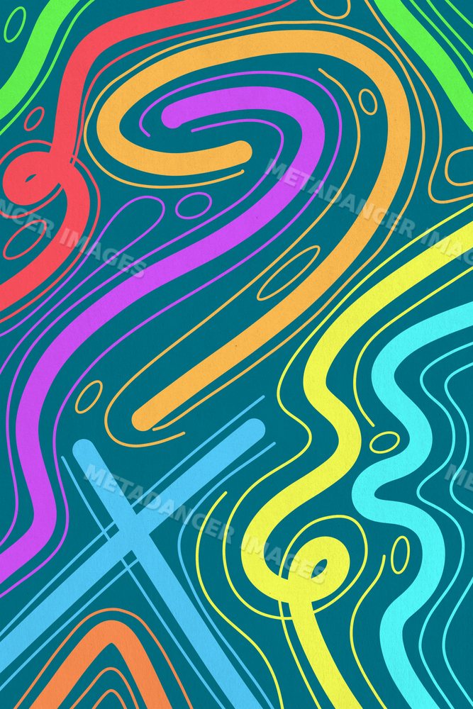 Colorful abstract illustration with wavy swirling lines in bright hues