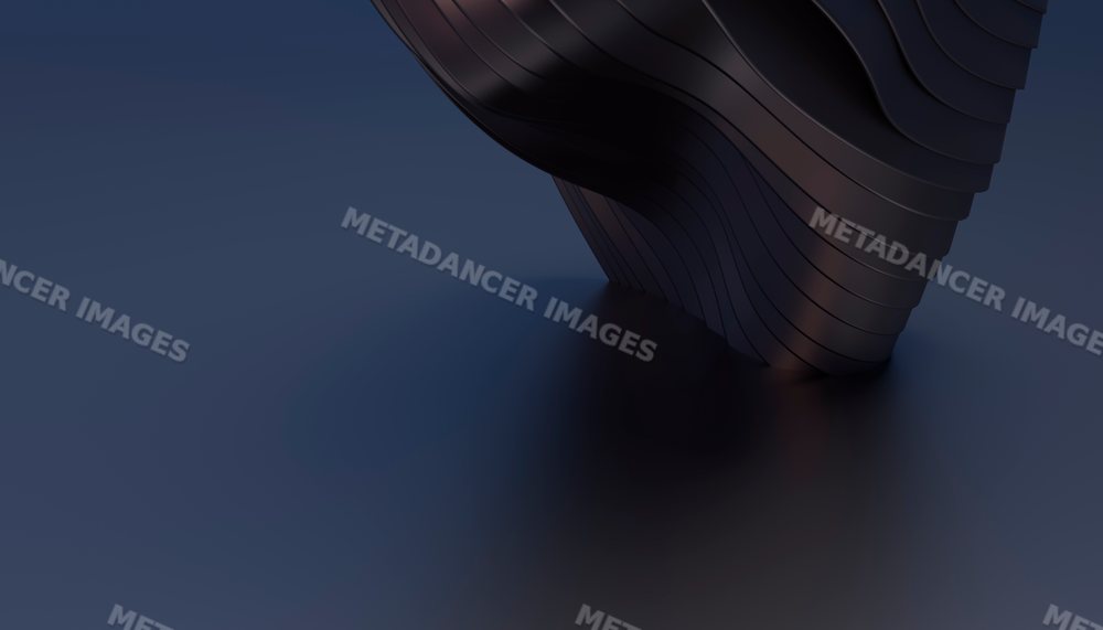 A 3d rendered dark abstract sculpture with smooth curves and metal