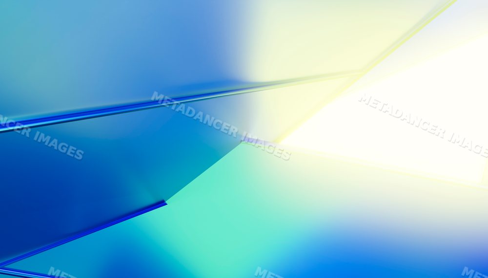 Abstract digital rendering showcasing blue geometric shapes and bright