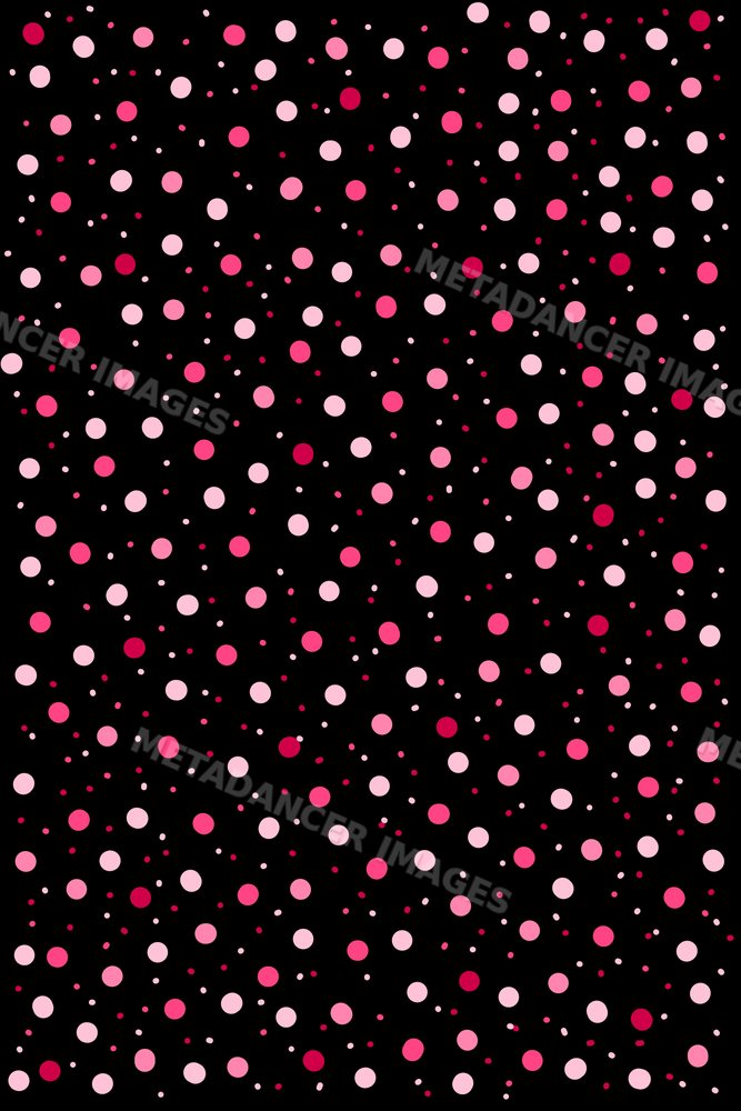 Abstract scattered pink and red dots on a black background