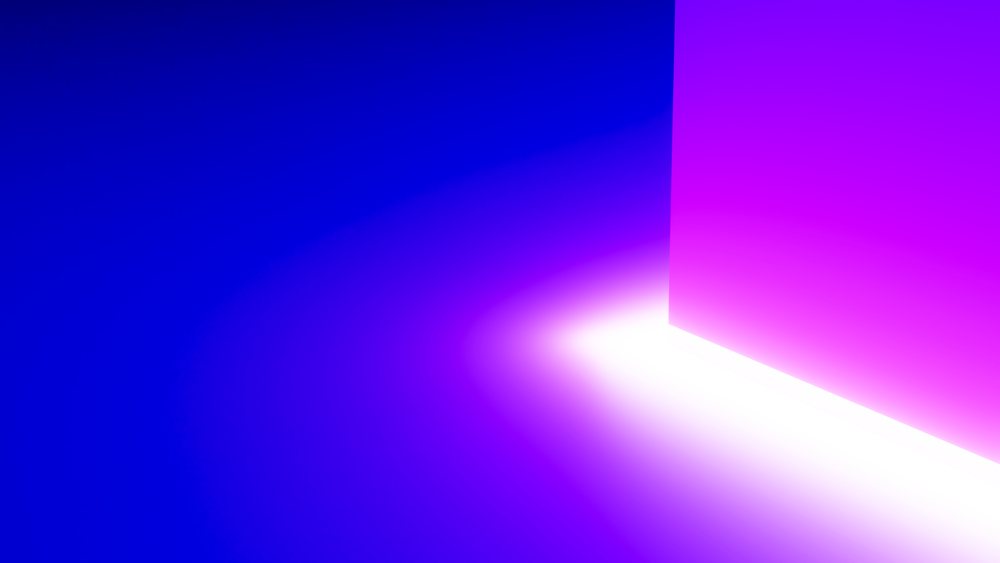 Abstract digital artwork depicting a glowing purple and blue corner with smooth gradient light effects and bright illumination.