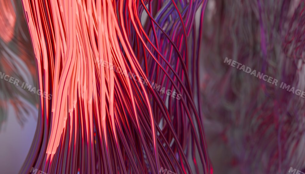 Close-up of a bundle of red electrical wires showing metallic strands