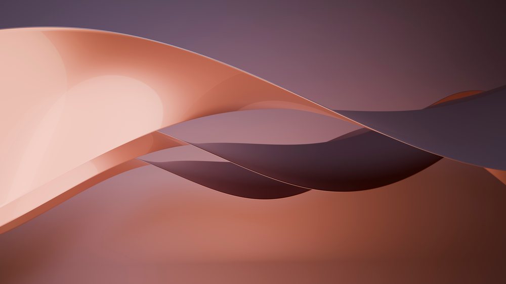 Abstract smooth orange and purple curved shapes form a flowing wave in a modern digital illustration.