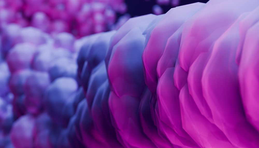 Close-up of an abstract colorful textured digital surface with purple