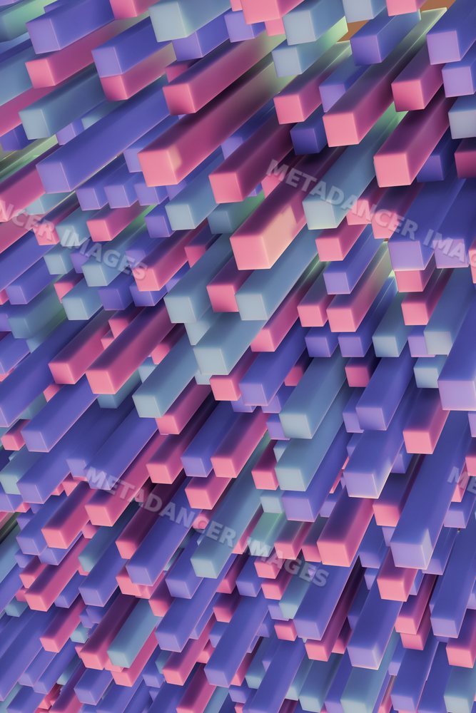 Colorful 3d abstract render of stacked rectangular rods