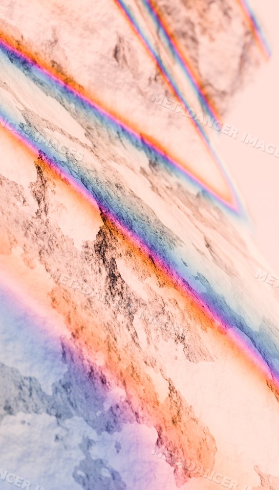 Close-up of crystal mineral surface with colorful light refraction