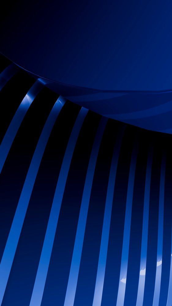 Abstract digital illustration featuring smooth blue curves with gradient lines and reflections on a black background.