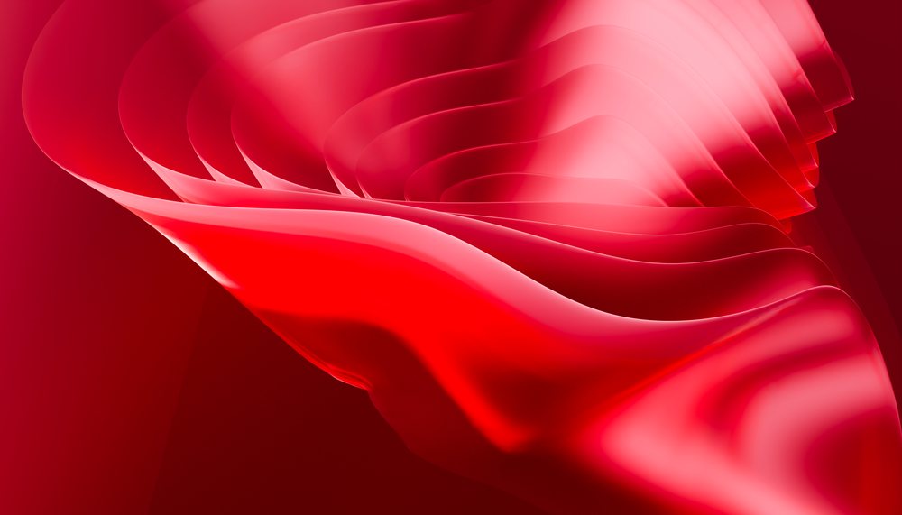 Vibrant abstract red smooth flows in digital wave design
