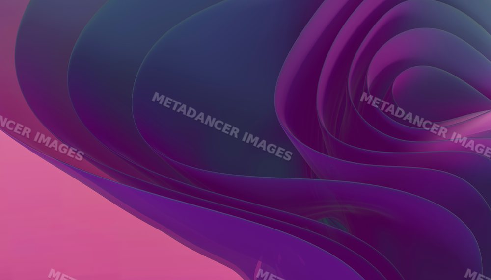 3d rendering of an abstract flowing shape with blue and purple curves