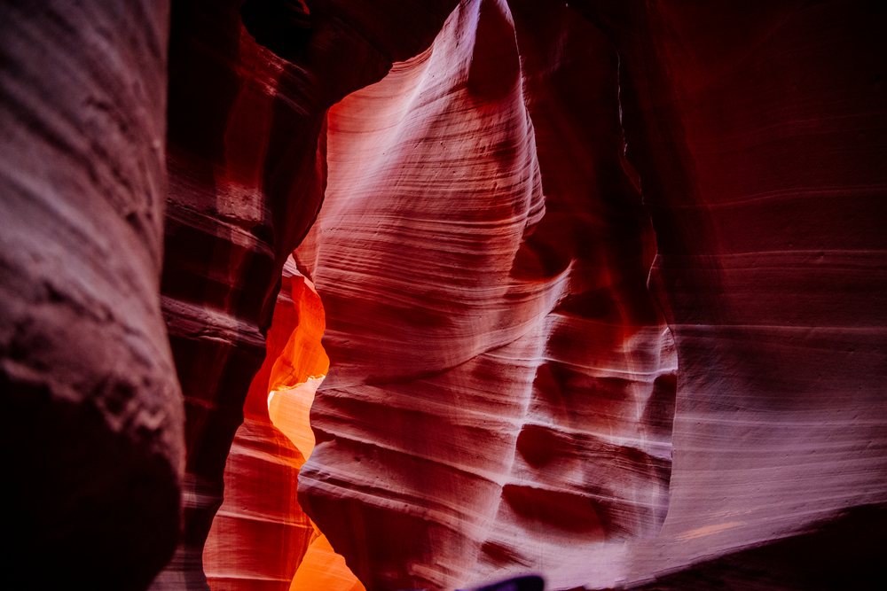 Narrow slot canyon, Navajo Land, Arizona, USA.