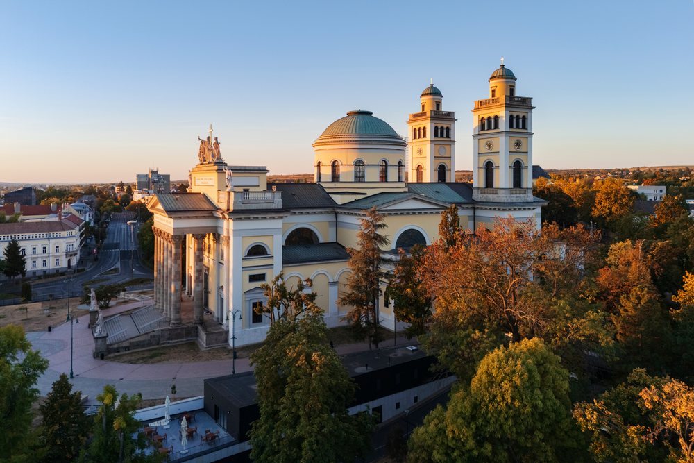 The Cathedral Basilica of St John the Apostle, is, Cityscape, Eger, Hungary.