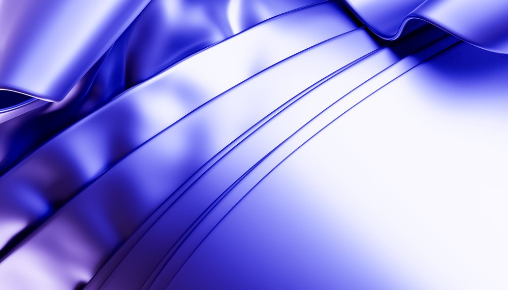 Abstract blue digital render featuring smooth shiny curved shapes and gradients for a modern background.