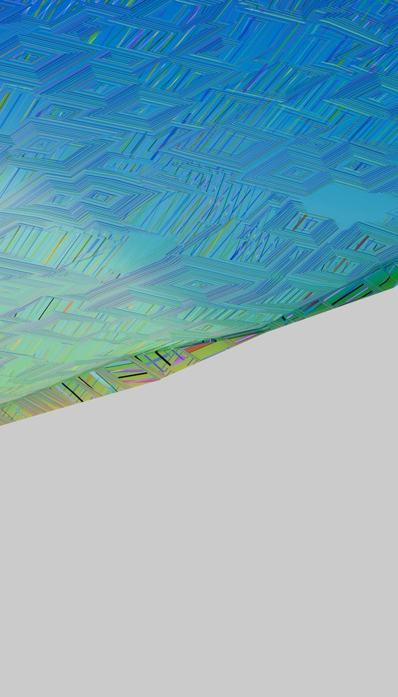 Abstract digital geometric art featuring colorful lines and shapes in blue and green tones creating a textured pattern on a modern surface.