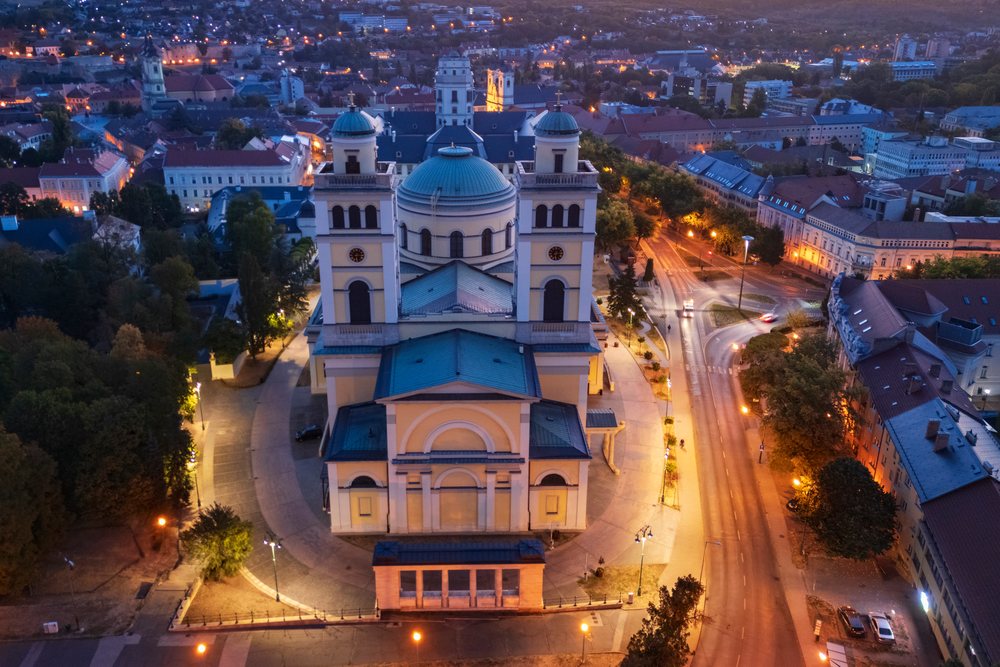 Cathedral Basilica of St John the Apostle, Cityscape, Eger, Hungary.