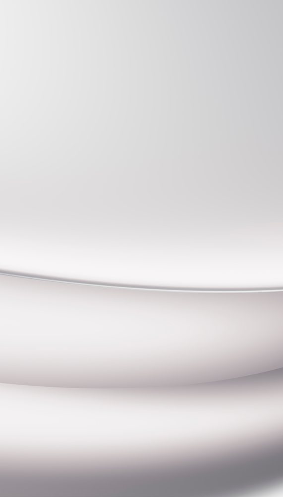 Soft curved shapes create a minimalist white gradient abstract background with smooth surfaces and subtle shadows.