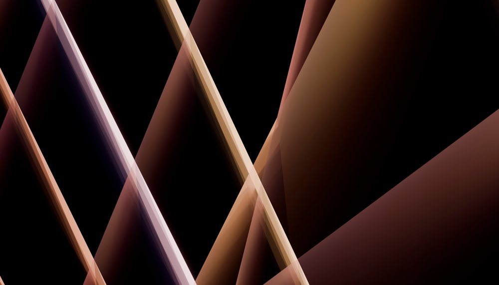 Digital abstract composition featuring overlapping brown geometric shapes on a dark background.