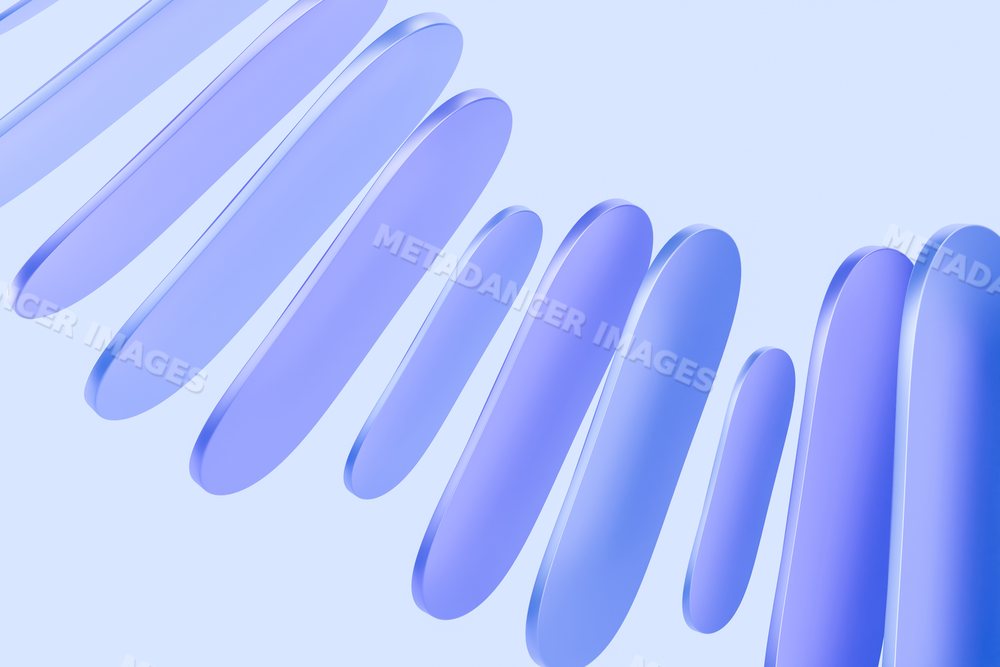 Abstract 3d digital render of smooth blue shapes on light background