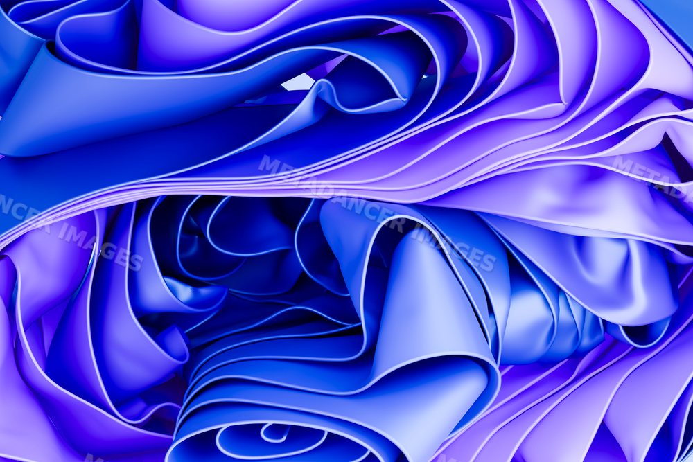 3d rendered abstract blue and purple folds forming a dynamic