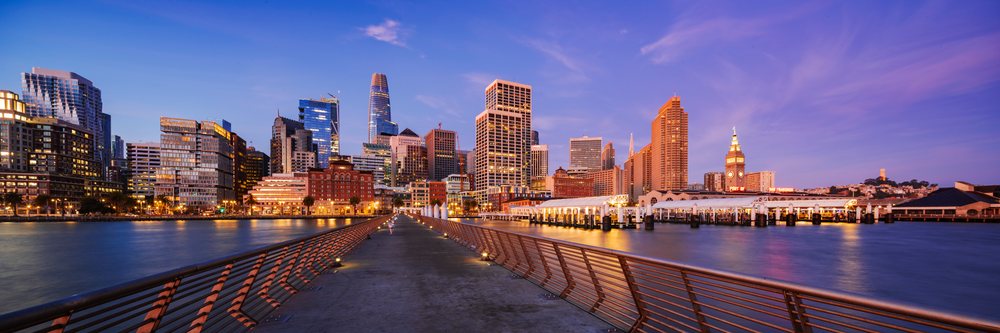 San Francisco Skyline from Pier 14 at Dawn.
