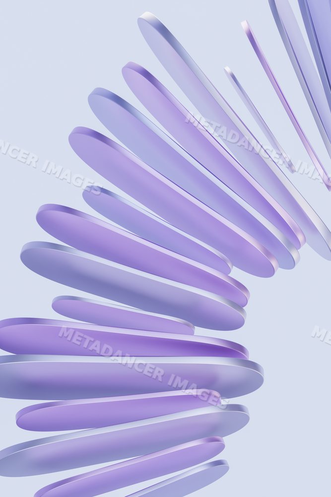 Abstract digital art featuring twisting purple pill-shaped spiral