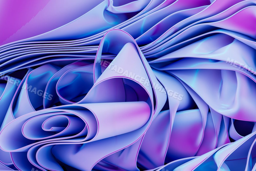 Abstract 3d digital render of smooth folded shapes