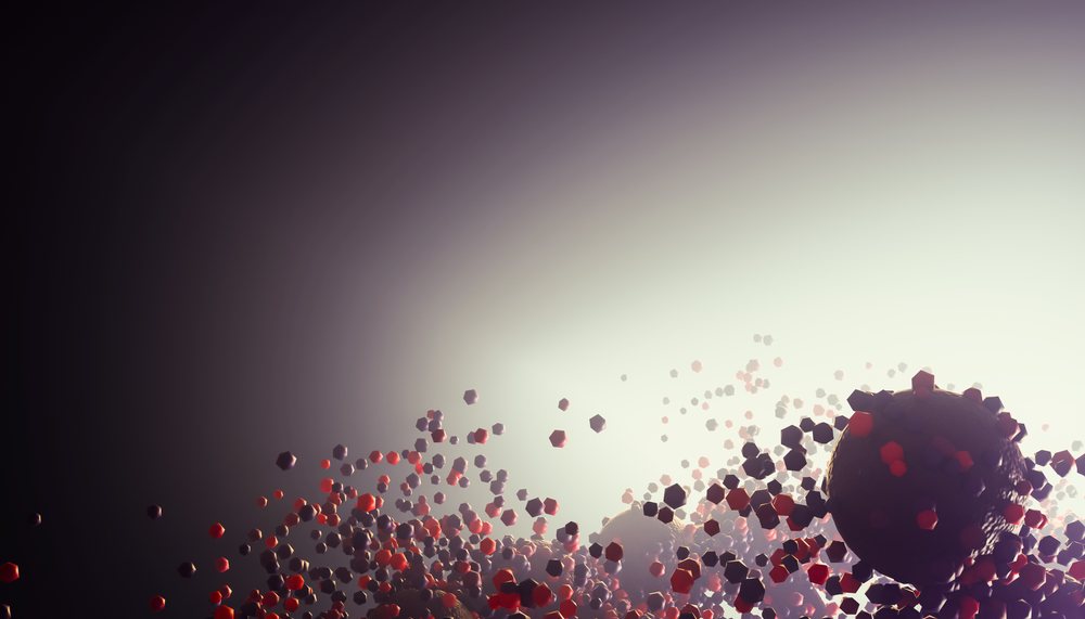Abstract digital art depicting floating 3D geometric spheres and hexagons with glowing effects on a dark background, render, wallpaper.