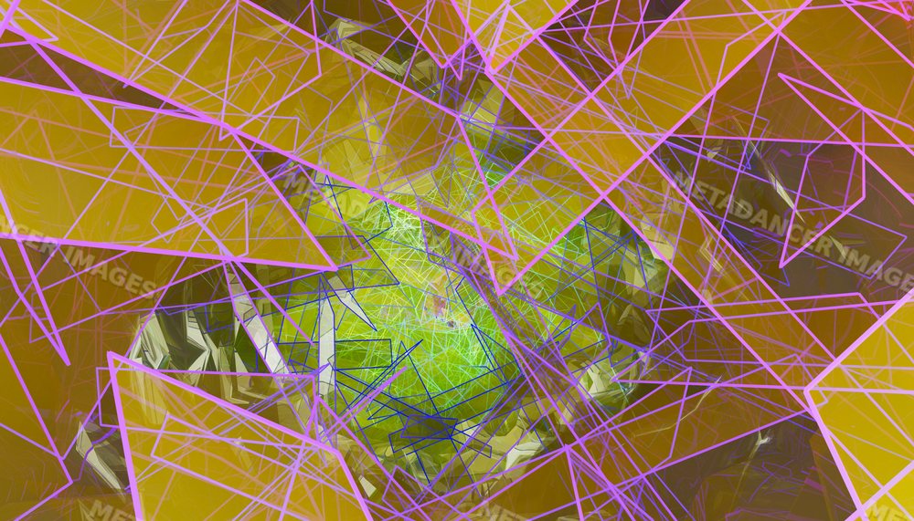 Colorful abstract digital illustration with layered geometric shapes