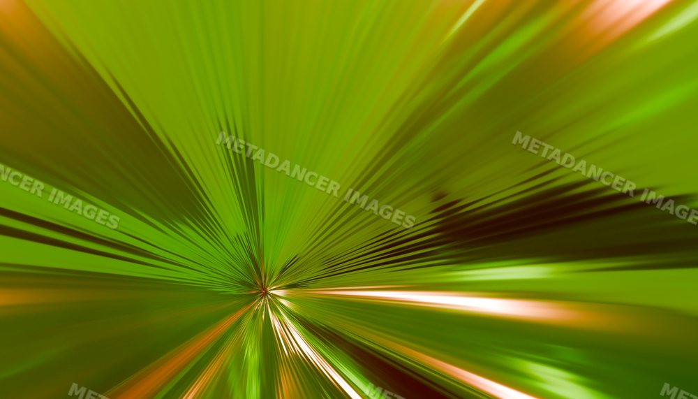 Abstract green radial motion blur with light streaks and dynamic lines