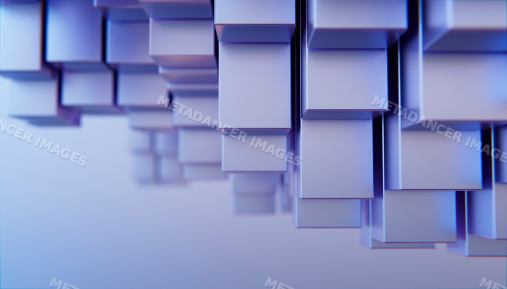 Abstract arrangement of blue 3d cubes in a modern digital design