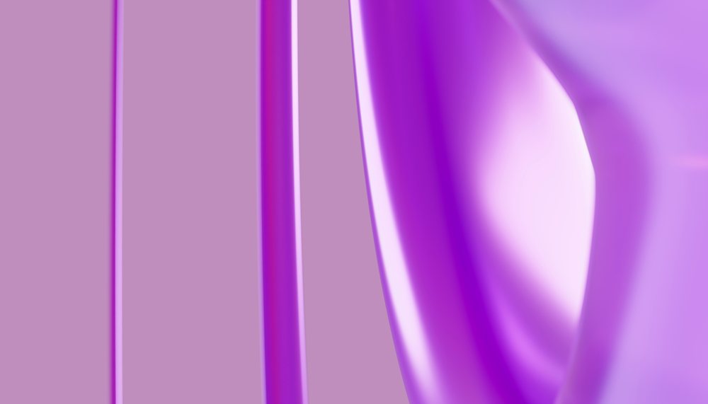 Smooth purple curved shapes form a glossy, flowing abstract background with gradient lighting.