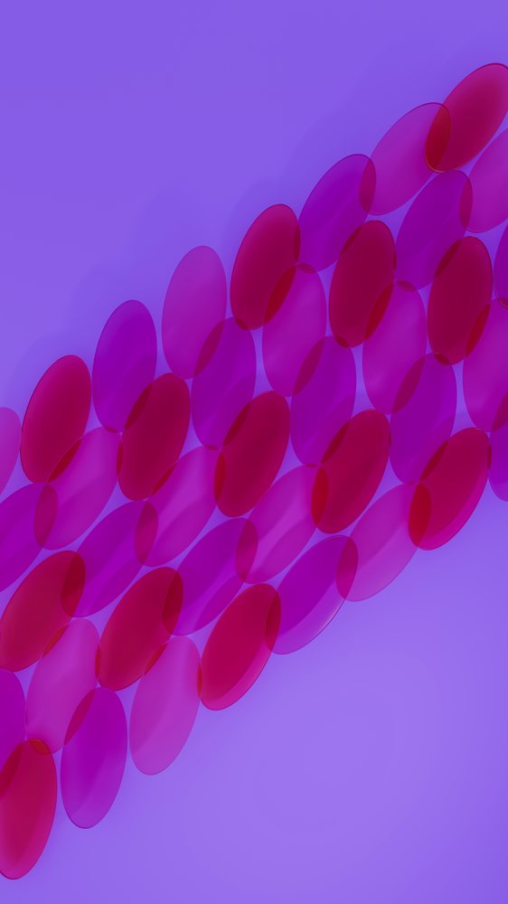 Abstract digital illustration featuring overlapping translucent magenta ovals on a purple background.