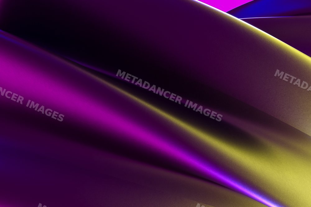 Abstract digital artwork with smooth flowing purple and yellow silky