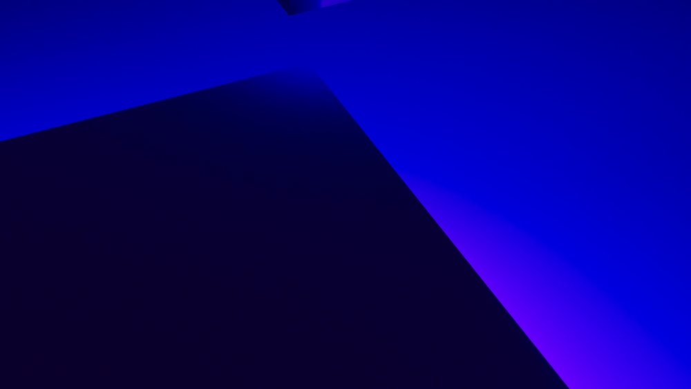 Abstract digital illustration featuring blue gradient lighting and dark geometric shadows creating a minimalist modern design.
