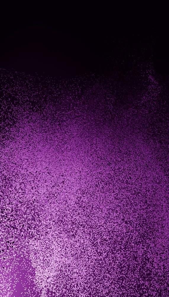 Floating purple particles forming an abstract gradient pattern on a dark background.