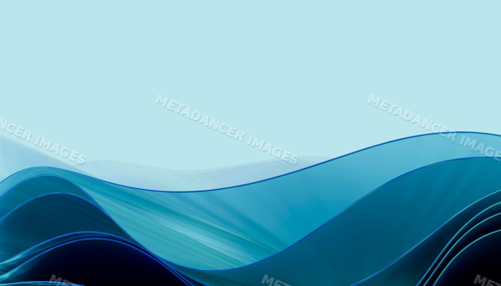 Abstract transparent blue waves with smooth flowing curves