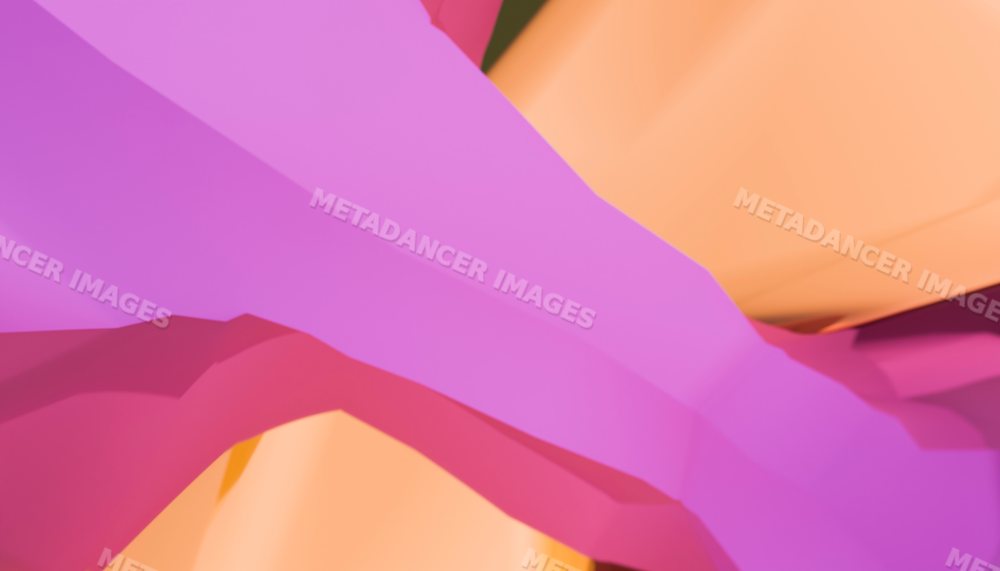 Colorful 3d rendering of abstract pink and orange geometric shapes
