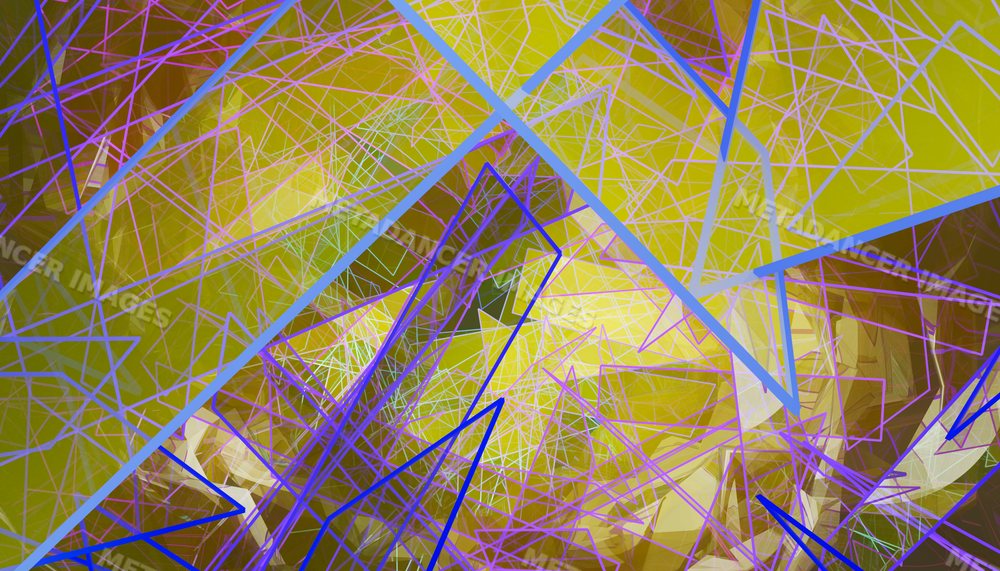 An abstract digital rendering featuring colorful geometric lines