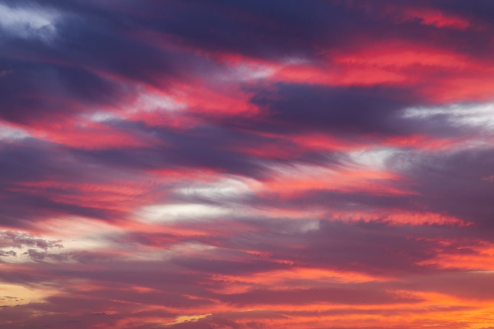 Sunset sky with dramatic red and purple clouds over, Travel Photography, Bonifacio, Corsica, France.