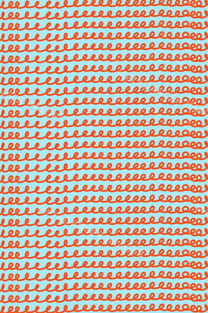An illustration with orange loops repeated on a blue background