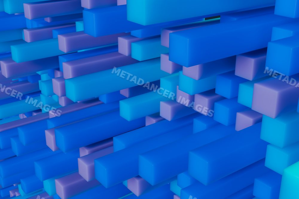 A 3d render of abstract blue rectangular blocks